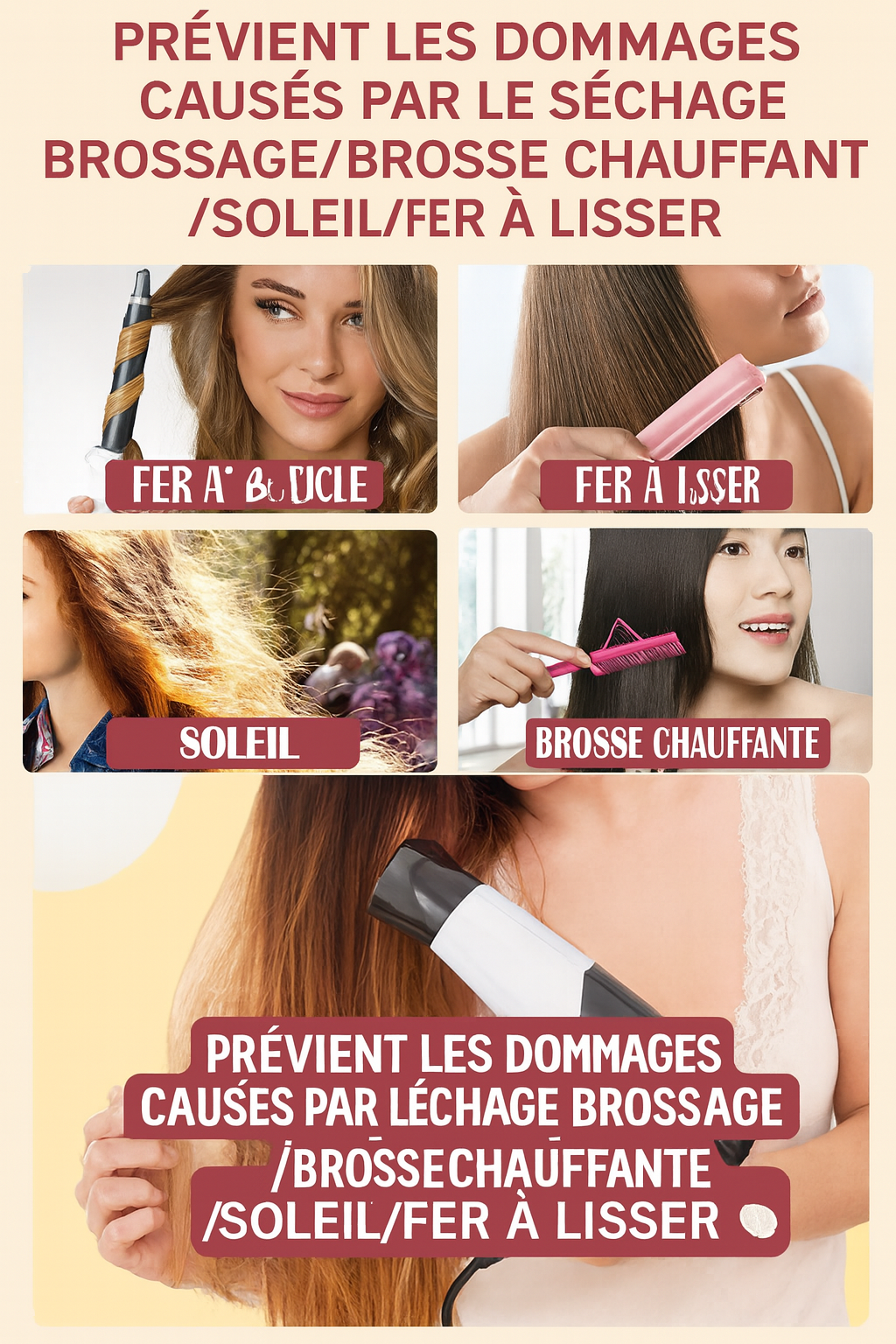 Spray de protection thermique pour cheveux