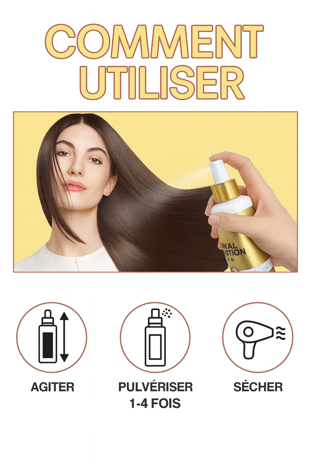 Spray de protection thermique pour cheveux